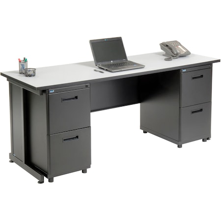 Interion By Global Industrial Wood Desk Kit, 24 in D X 30 in H, 72 in W X 670074GY